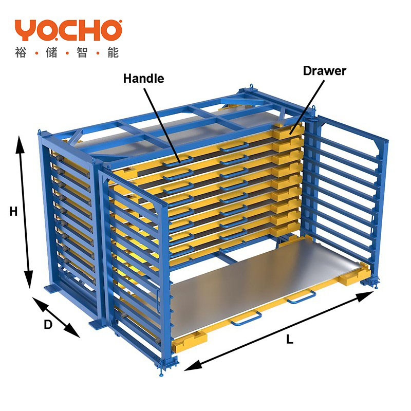Racks de armazenamento de chapa metálica para serviços pesados ​​Racks de armazenamento de material estilo gaveta